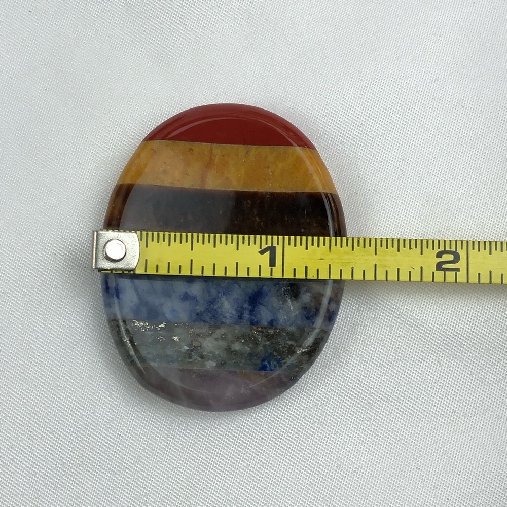 7 Chakra Rainbow worry stone palm stone thumb stone rock healing crystals - Picture 8 of 10